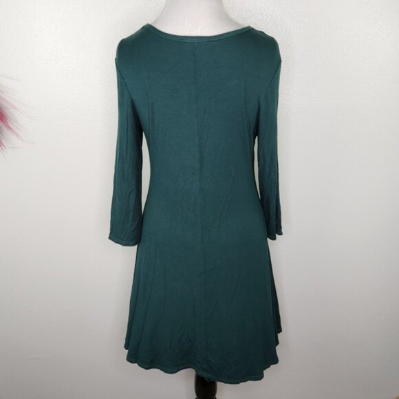 Forever Rose Green Fit & Flare Mini Dress with Removable Gold Necklace Size XL - Picture 6 of 10